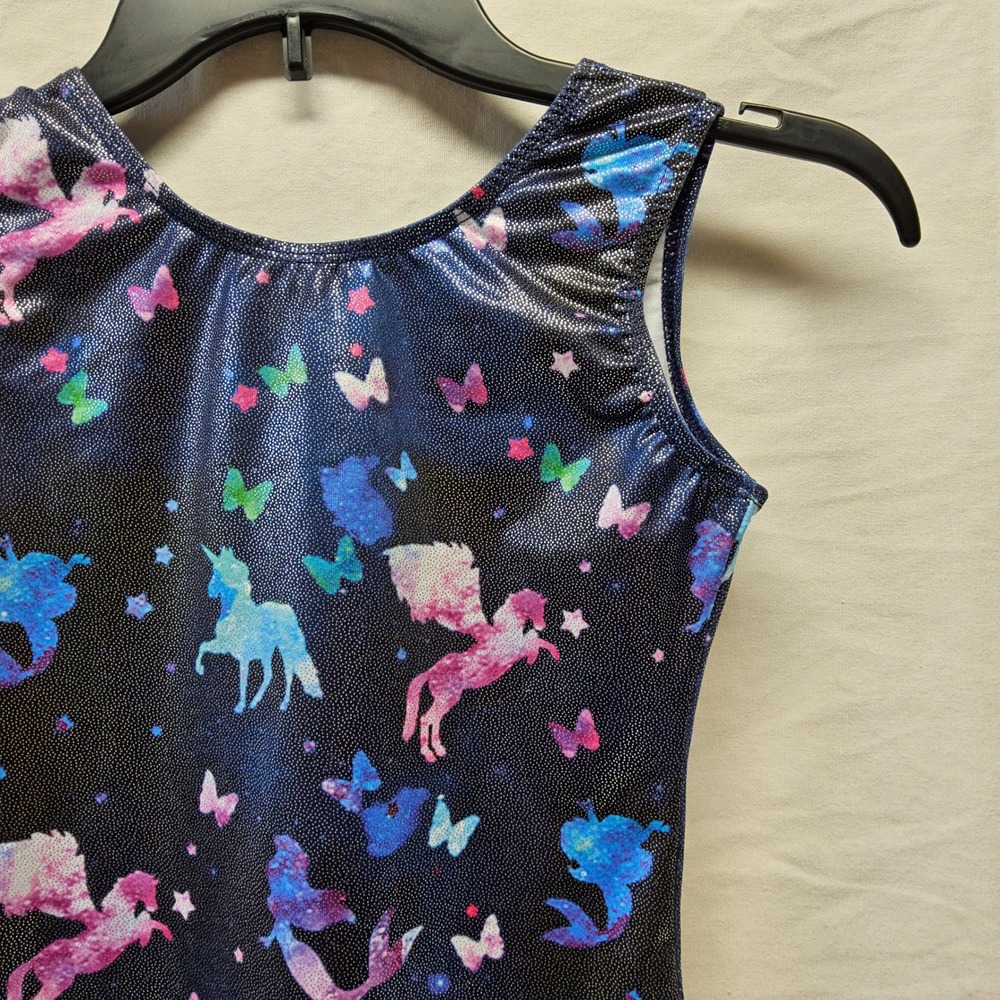Girls Unicorn Mermaid Shimmer Gymnastics Leotard Biketard 150 Dance Tumbling
